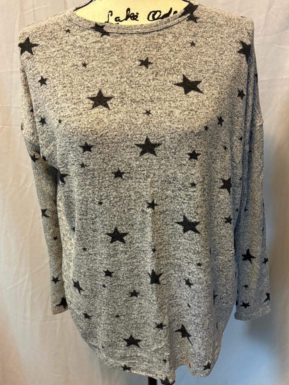 Buffalo David Bitton Gray Long Sleeve Star-Print Top